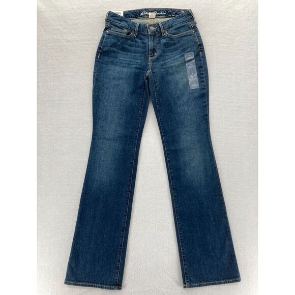 Eddie Bauer Jeans Women's 0 Curvy Fit Bootcut Dark Wash Blue Stretch Denim Pants - Picture 1 of 14